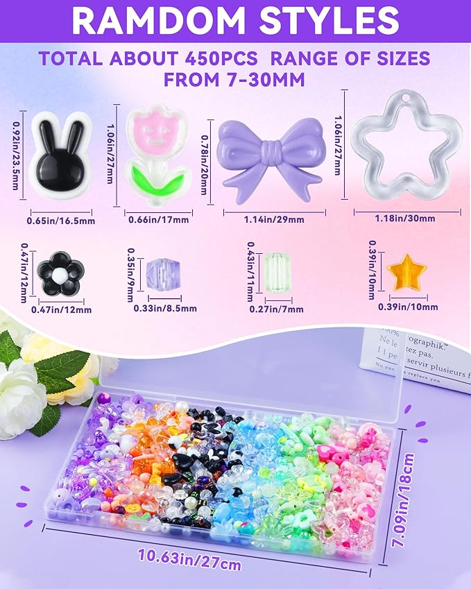 FIVEIZERO 480PCS Assorted Acrylic Beads for Jewelry &amp; Bracelet Making