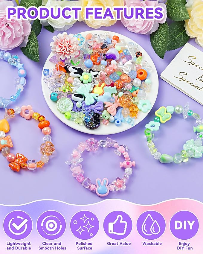 FIVEIZERO 480PCS Assorted Acrylic Beads for Jewelry &amp; Bracelet Making